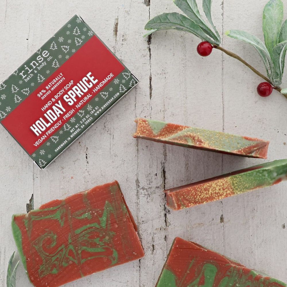 Natural handmade natural bar soap | Holiday Spruce | Rinse Bath & Body Co. - detail view — 4:5 card crop