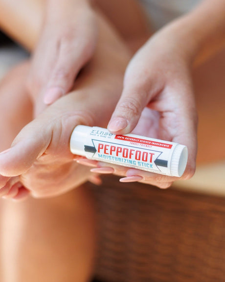 Mini Peppofoot Stick travel-size peppermint foot balm by Rinse