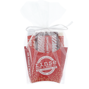 Peppermint natural bath and body gift set from Rinse - ready to gift - detail view