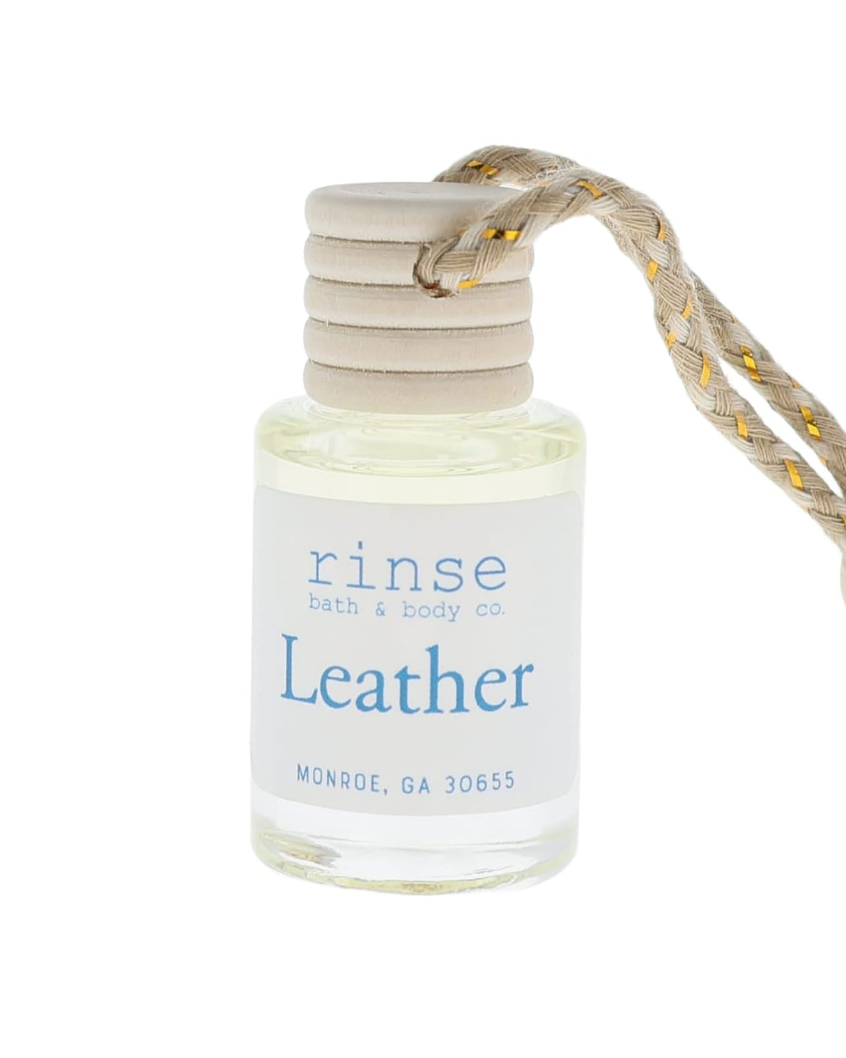 Leather car diffuser bottle with a rope attachment