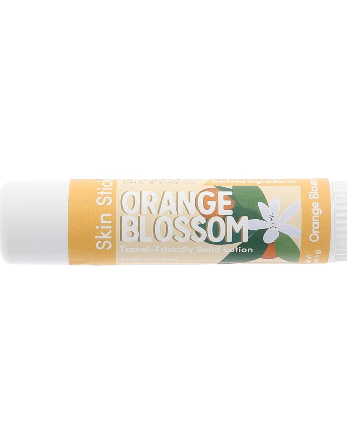 Orange Blossom Skin Stick — travel-friendly solid lotion in a twist-up tube. Rinse Bath & Body Co.
