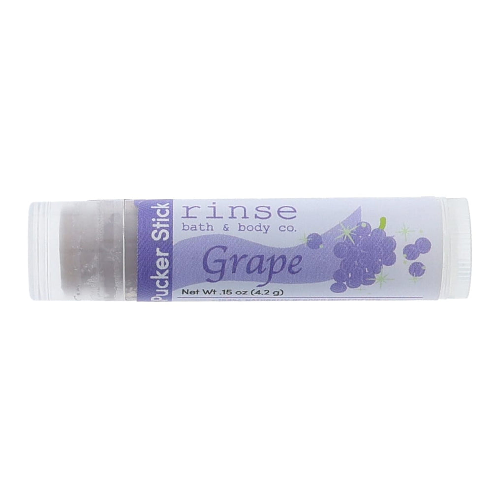 Pixie Grape lip balm — purple and sparkly, a princess must-have in a tube. Rinse Bath & Body Co.