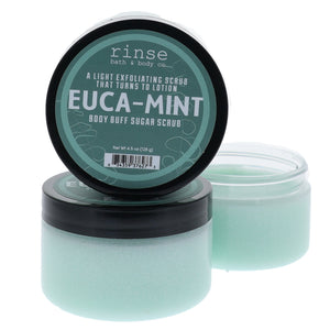 Euca Mint natural sugar scrub from Rinse - handmade with essential oils