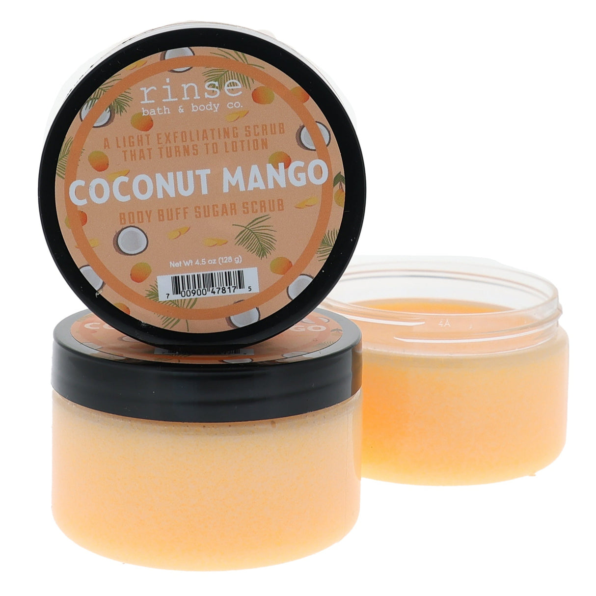 Coconut Mango natural sugar scrub from Rinse - handmade with essential oils
