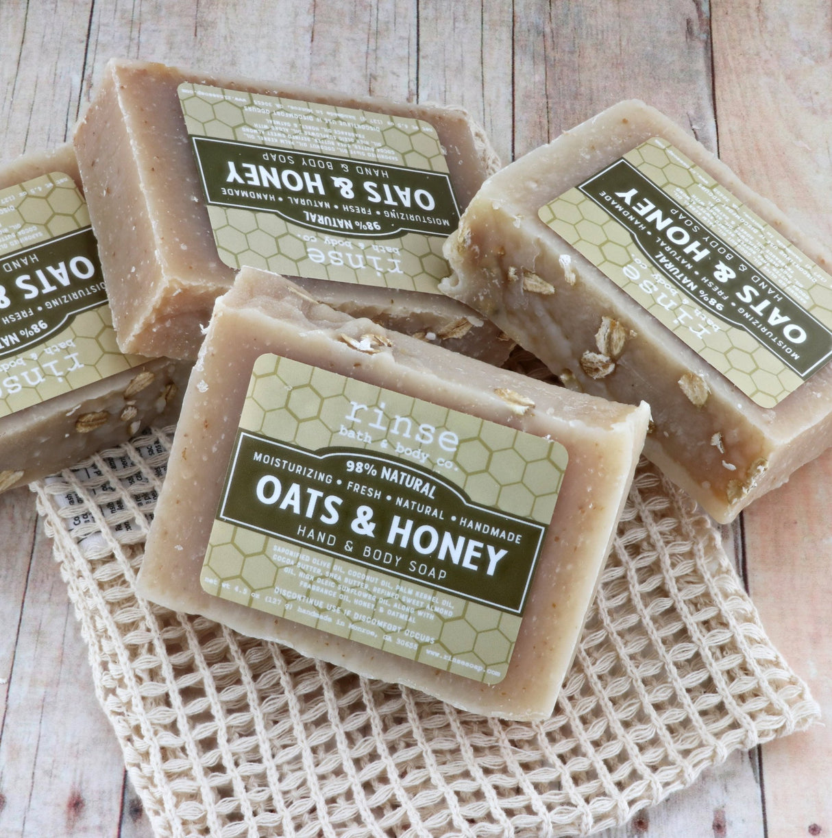 handmade natural bar soap in Oats Honey by Rinse Bath & Body - detail view