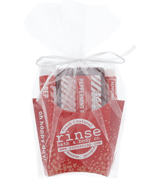 Peppermint Patti fry gift box in cello and ribbon — hostess-ready cool mint three-piece set