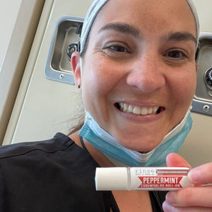 Peppermint essential oil roll-on from Rinse - ready to apply blend - lifestyle shot