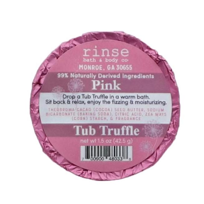 Pink Cocoa Butter Bath Bomb on white — natural handmade, Rinse Bath & Body Co.