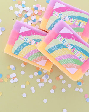 Natural handmade natural bar soap | Rainbow Sherbet | Rinse Bath & Body Co. - lifestyle shot