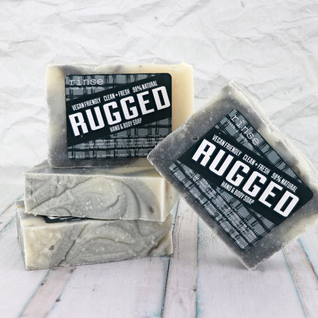 handmade natural bar soap in Rugged by Rinse Bath & Body - alternate angle