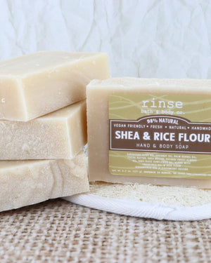 Natural handmade natural bar soap | Shea Rice Flour | Rinse Bath & Body Co. - alternate angle