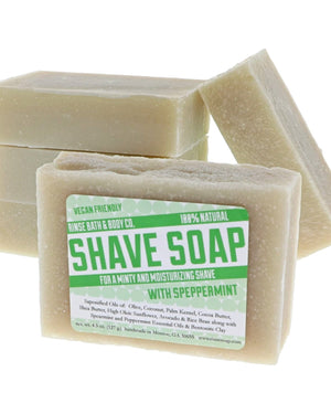 Speppermint Shave handmade natural bar soap from Rinse - paraben-free since 2003