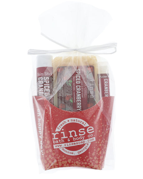 Spiced Cranberry fry carton wrapped in cellophane with ribbon — presentation-ready holiday gift