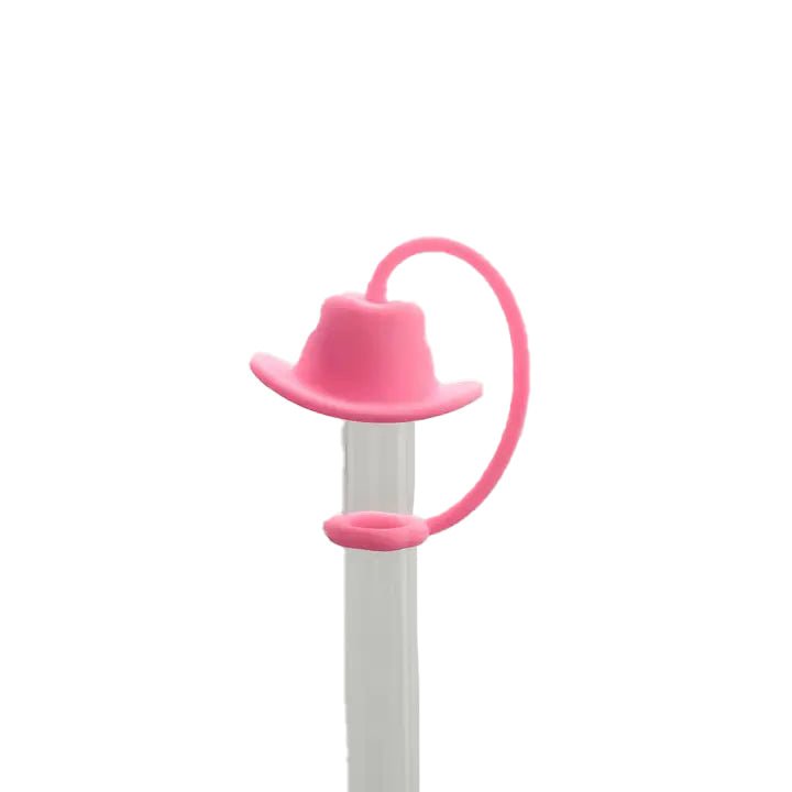 Rinse Straw Cover 10mm Pink Hat - handmade with care - alternate angle