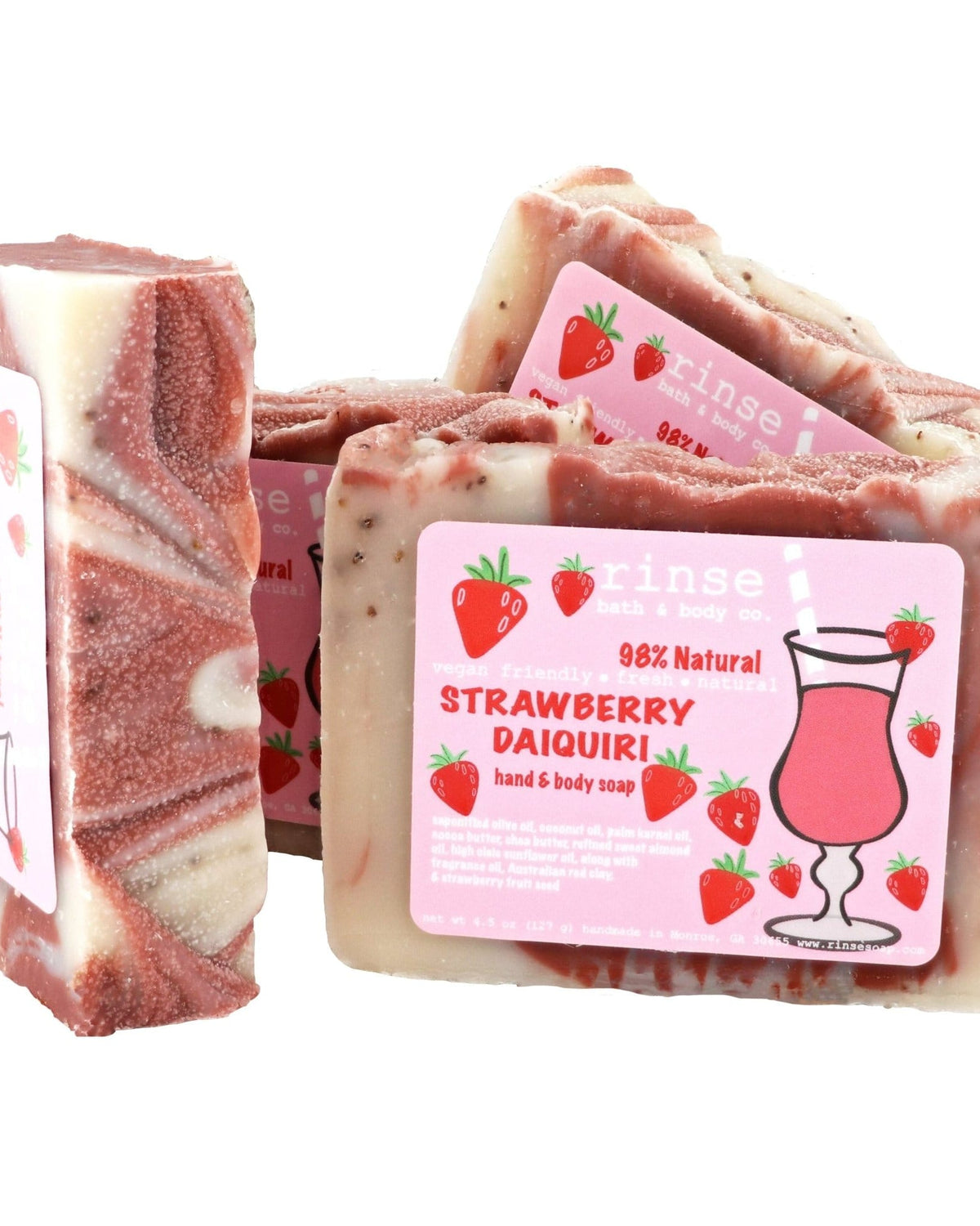 Rinse Strawberry Daiquiri handmade natural bar soap - moisturizing and gentle