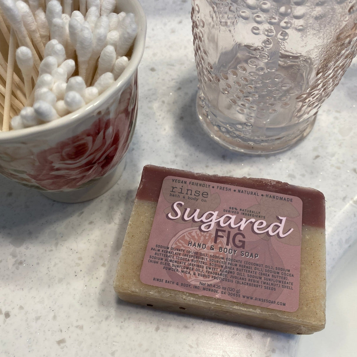 Sugared Fig handmade natural bar soap from Rinse - paraben-free since 2003 - detail view