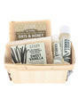 Sweet Vanilla berry till flat lay — Sweet Vanilla and Oats & Honey soaps with Vanilla Pucker Stick and Sweet Vanilla Skin Stick in grey tissue