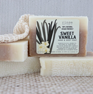 Handmade Sweet Vanilla handmade natural bar soap - naturally derived - lifestyle shot