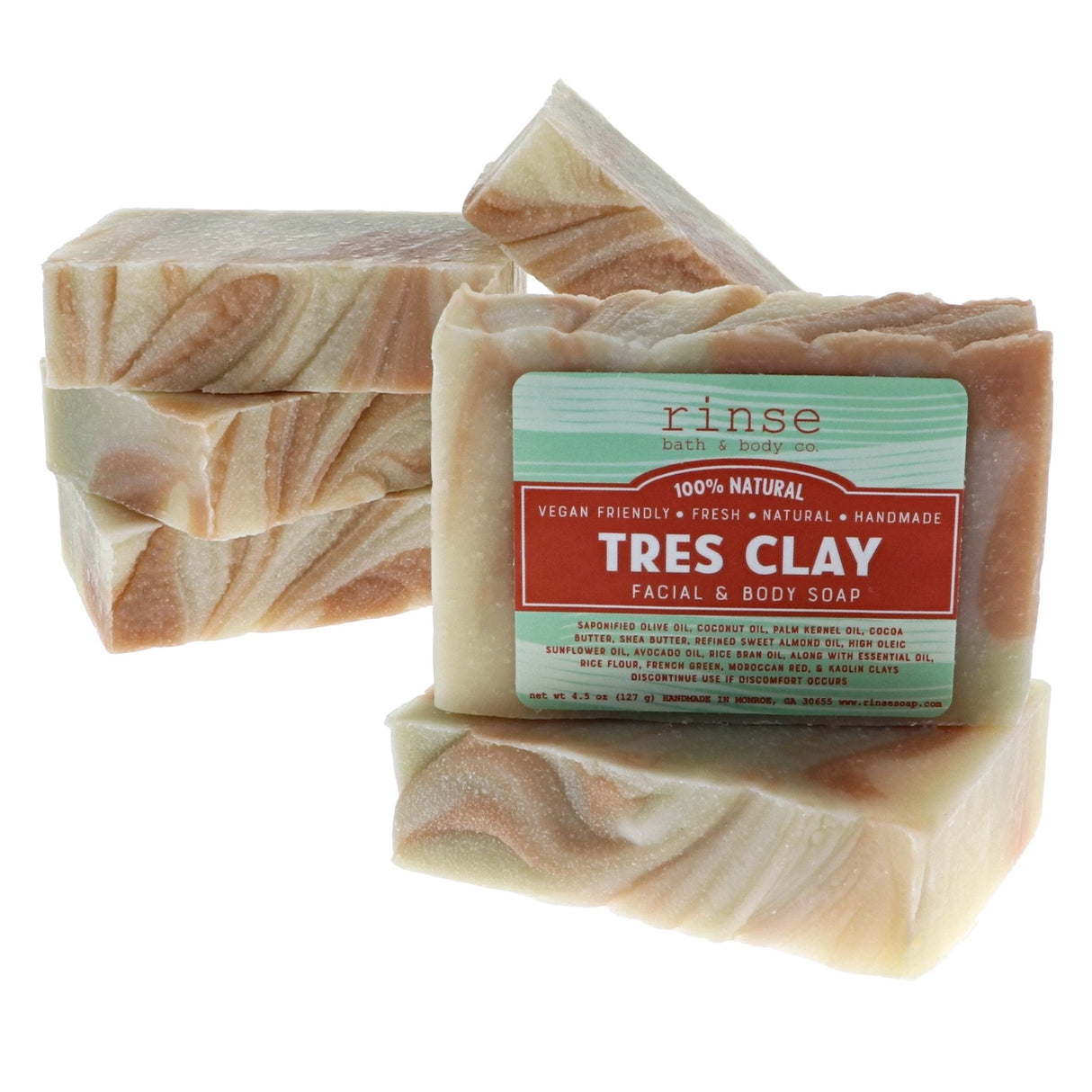 Tres Clay handmade natural bar soap from Rinse - paraben-free since 2003