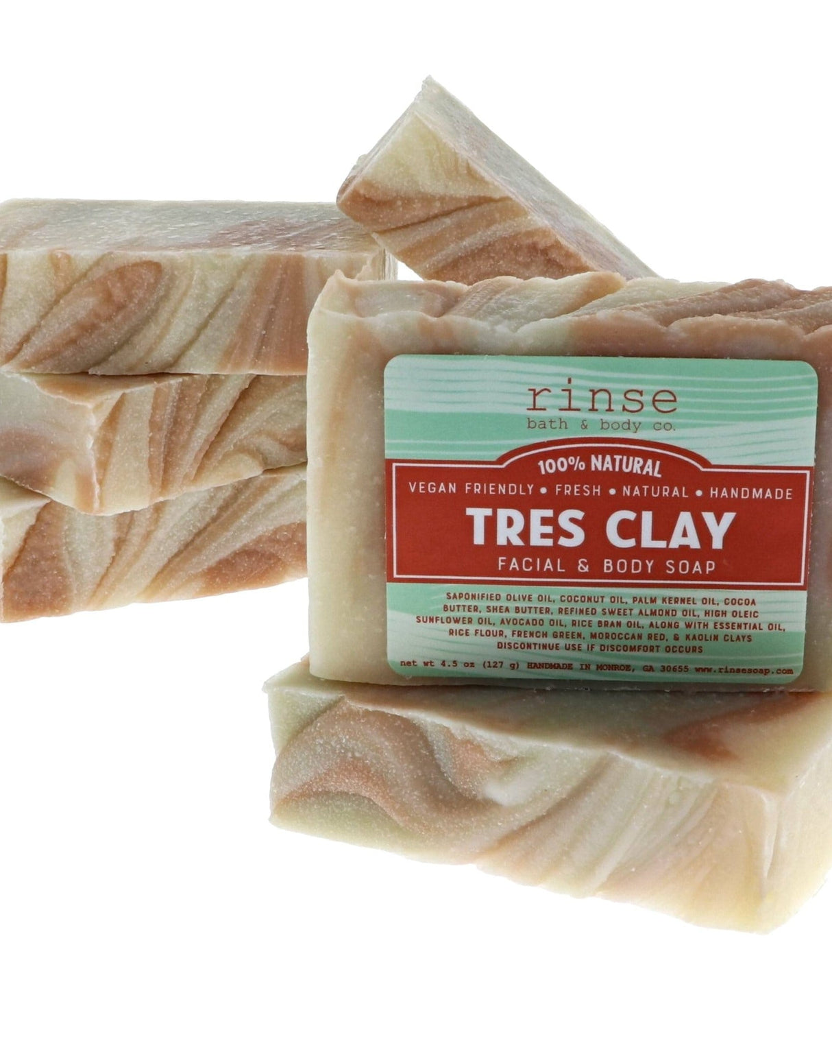 Tres Clay handmade natural bar soap from Rinse - paraben-free since 2003