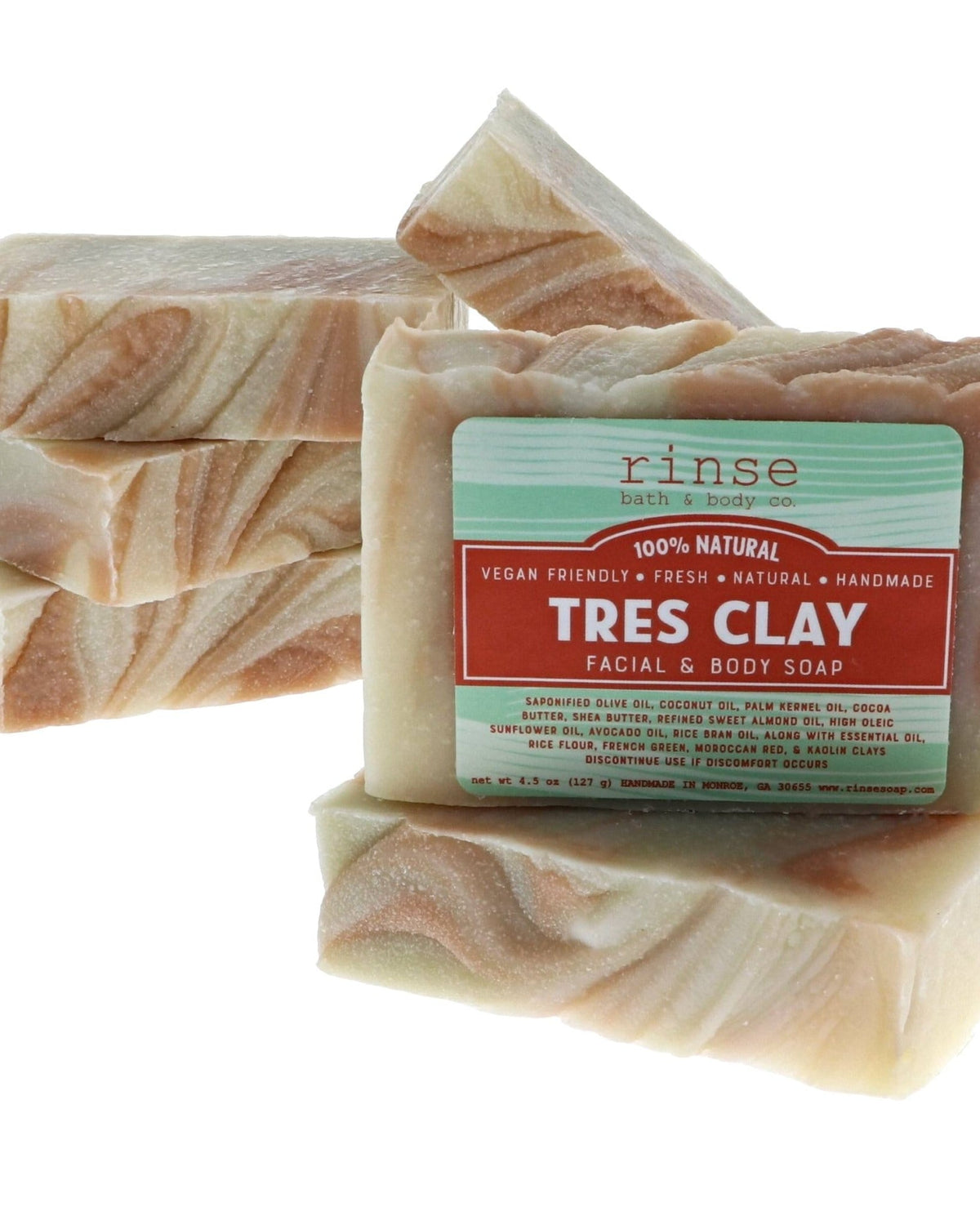Tres Clay handmade natural bar soap from Rinse - paraben-free since 2003