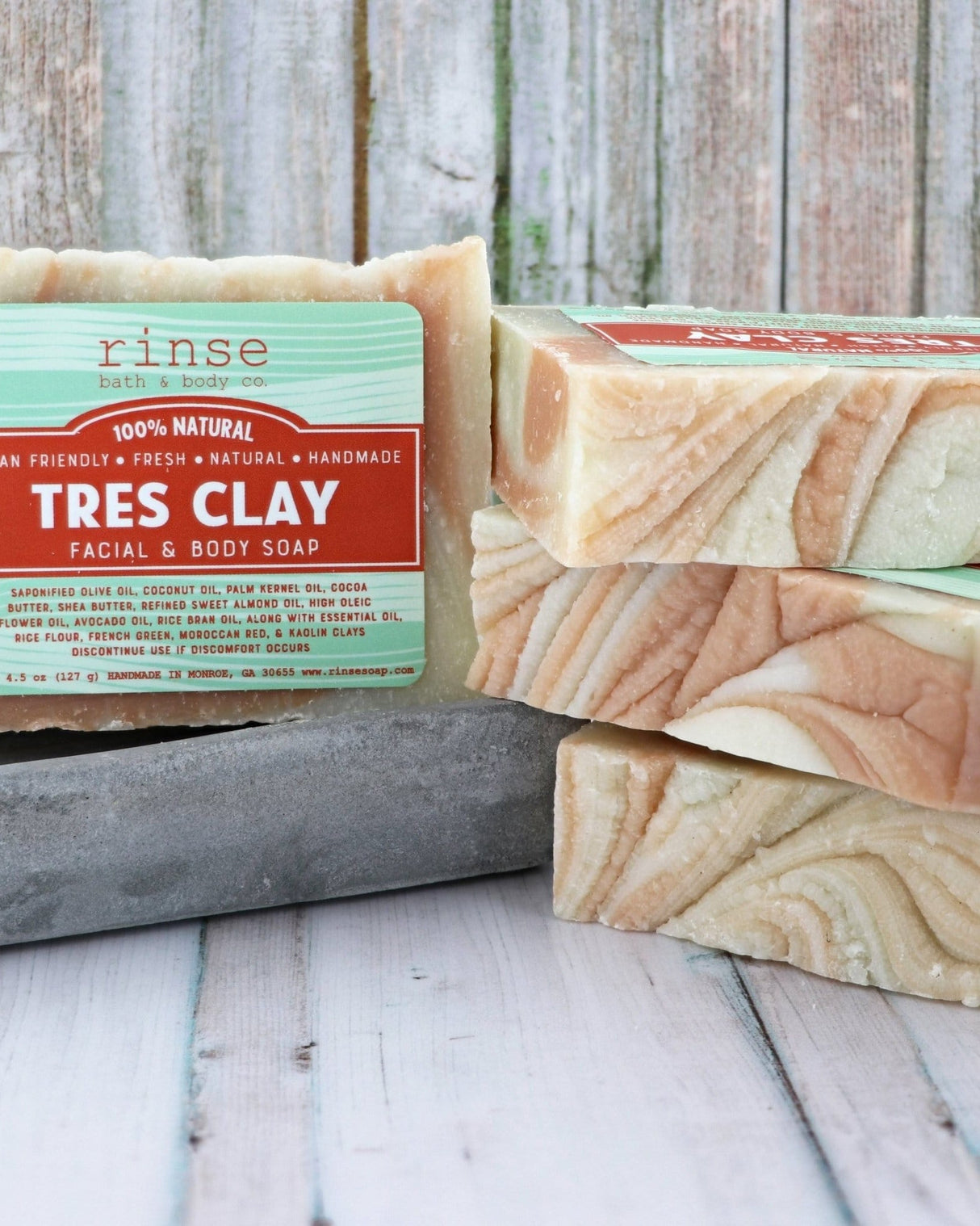 handmade natural bar soap in Tres Clay by Rinse Bath & Body - lifestyle shot