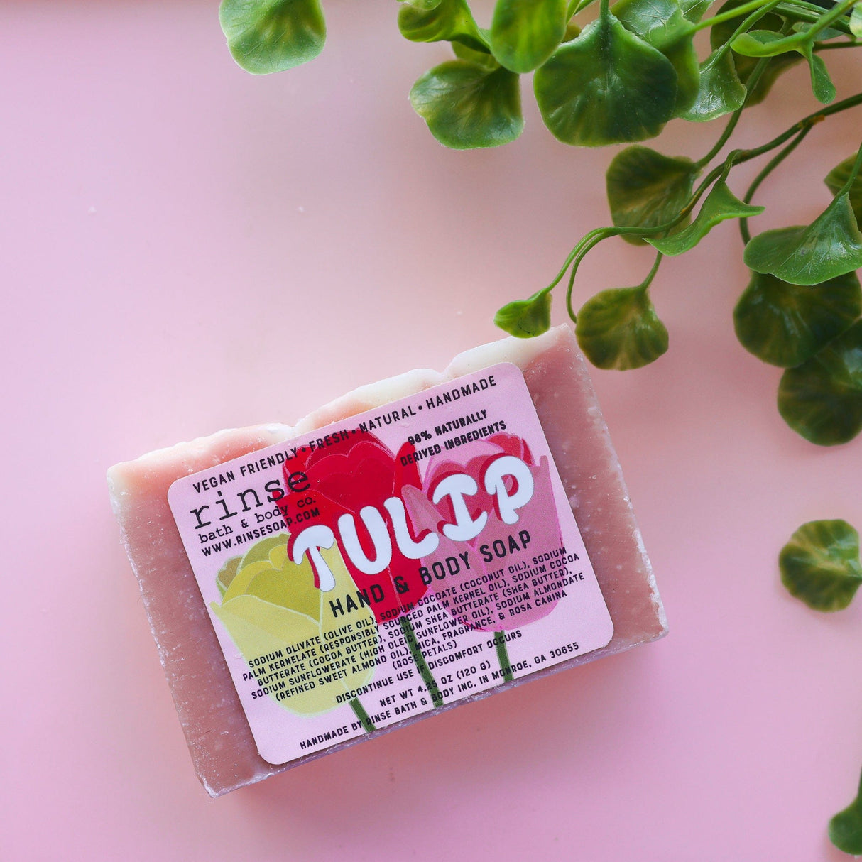 Tulip handmade natural bar soap from Rinse - paraben-free since 2003 - alternate angle