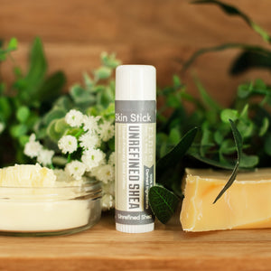 Handmade Unrefined Shea solid lotion stick - naturally derived - back label