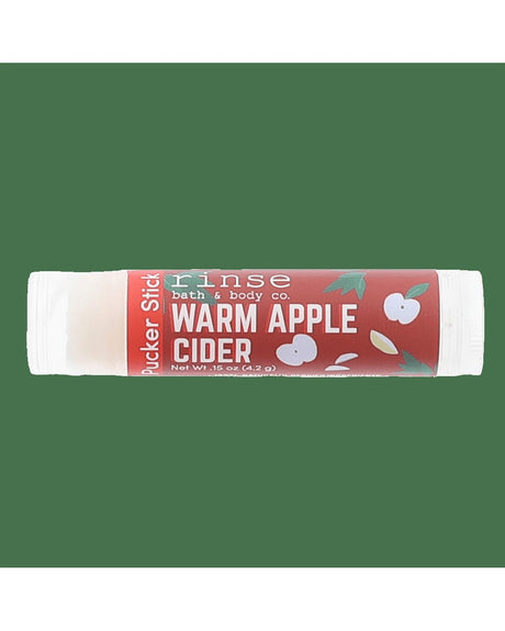 Warm Apple Cider Pucker Stick lip balm stylized — red apple label ready for everyday lip care