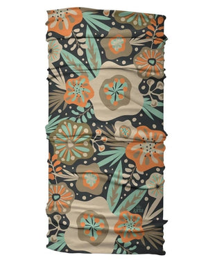 Karma wide retro floral headband buff — upright what-it-is accessory plate.