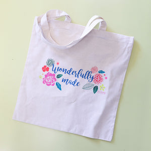 Handmade Wonderfully Made Canvas Tote - naturally derived - alternate angle