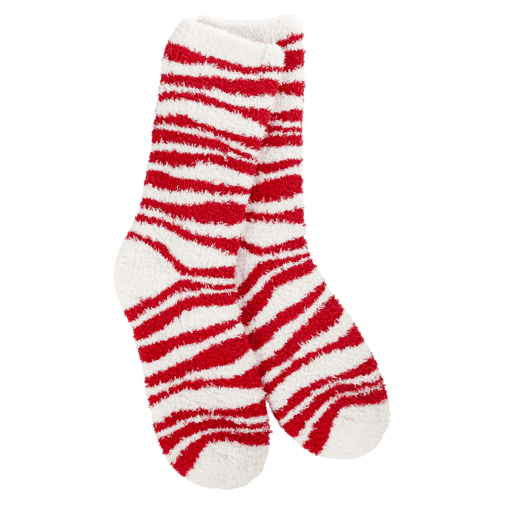 World's Softest Socks Holiday Knit Pickin' Fireside Crew - Red Zebra - Rinse Bath & Body