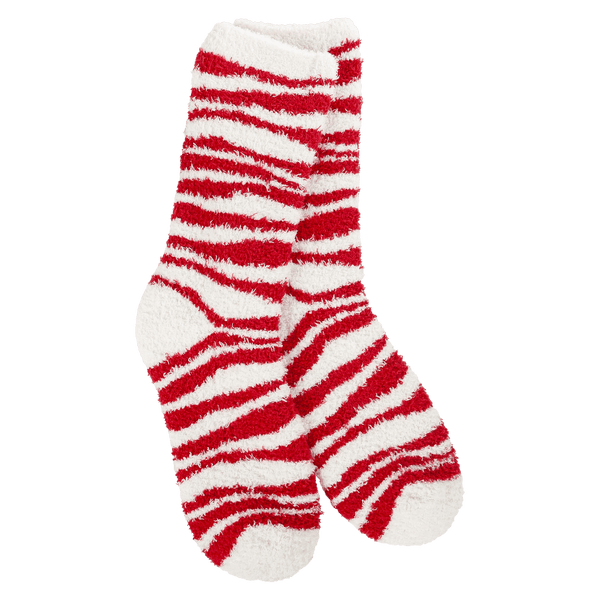 World's Softest Socks Holiday Knit Pickin' Fireside Crew - Red Zebra - Rinse Bath & Body