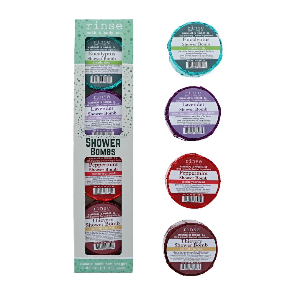 4 Pack Shower Bomb Box - Assorted - Rinse Bath & Body
