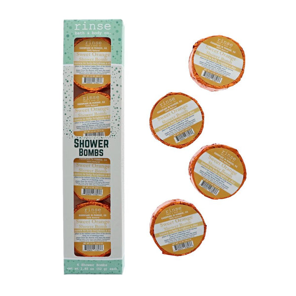 4 Pack Shower Bomb Box - Sweet Orange - Rinse Bath & Body