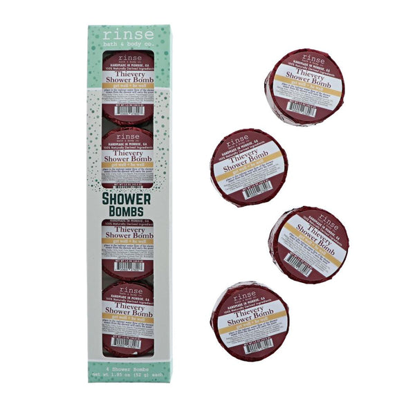 Natural aromatherapy shower steamer | 4 Pack Thievery | Rinse Bath & Body Co.