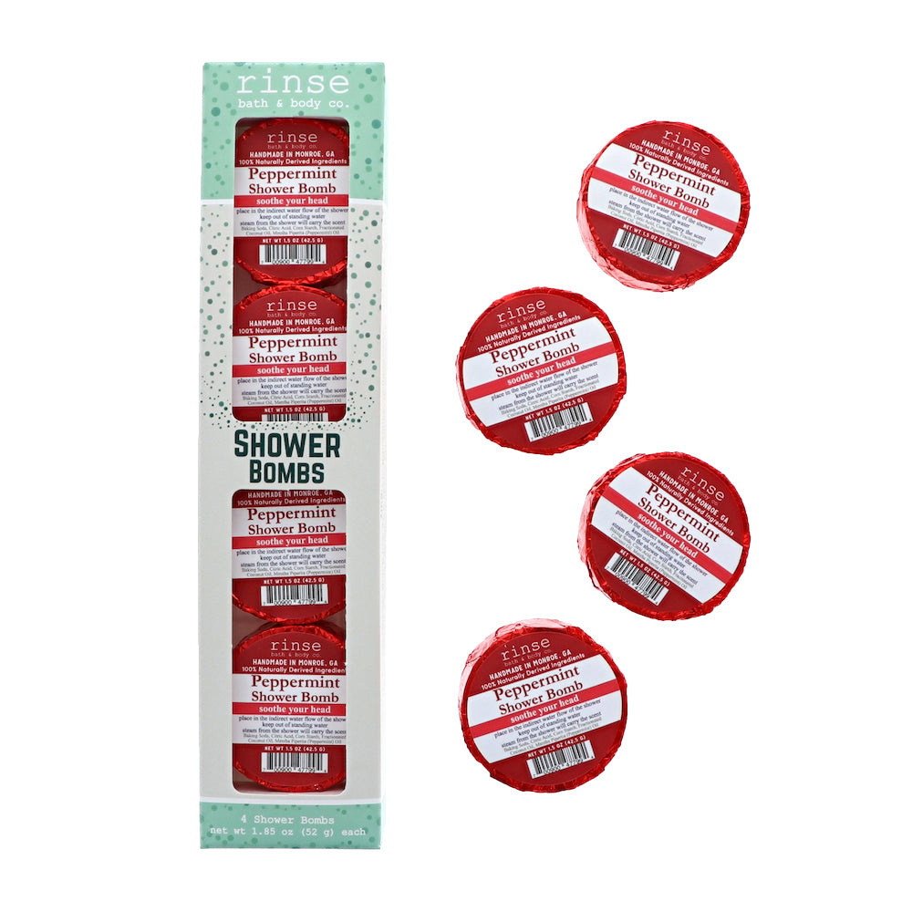 4 Pack Shower Bomb Box - Peppermint - Rinse Bath & Body