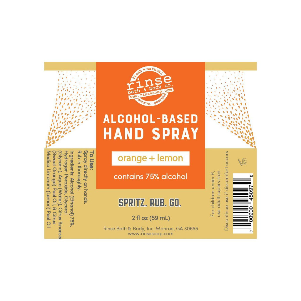 Alcohol-Based Hand Spray - Orange & Lemon - Rinse Bath & Body