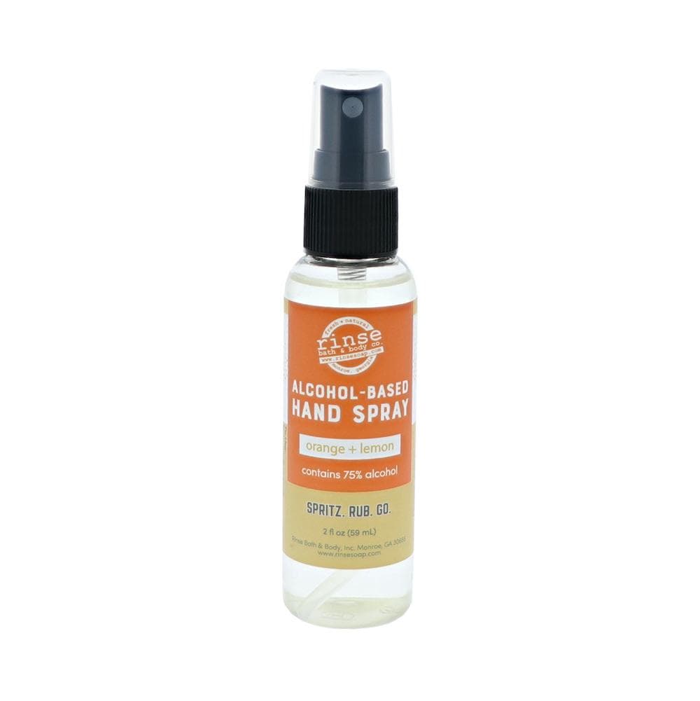 Orange Lemon Alcohol-Based Hand Spray stands capped — citrus label crisp on clean bright white
