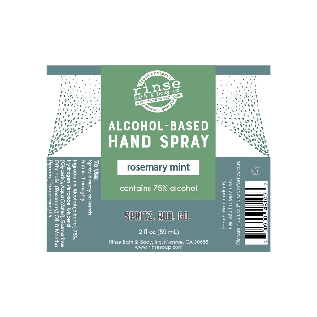Alcohol-Based Hand Spray - Rosemary Mint - Rinse Bath & Body