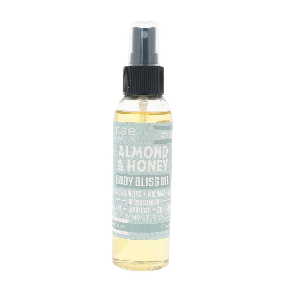 Almond & Honey Body Bliss Oil on white — natural handmade, Rinse Bath & Body Co.