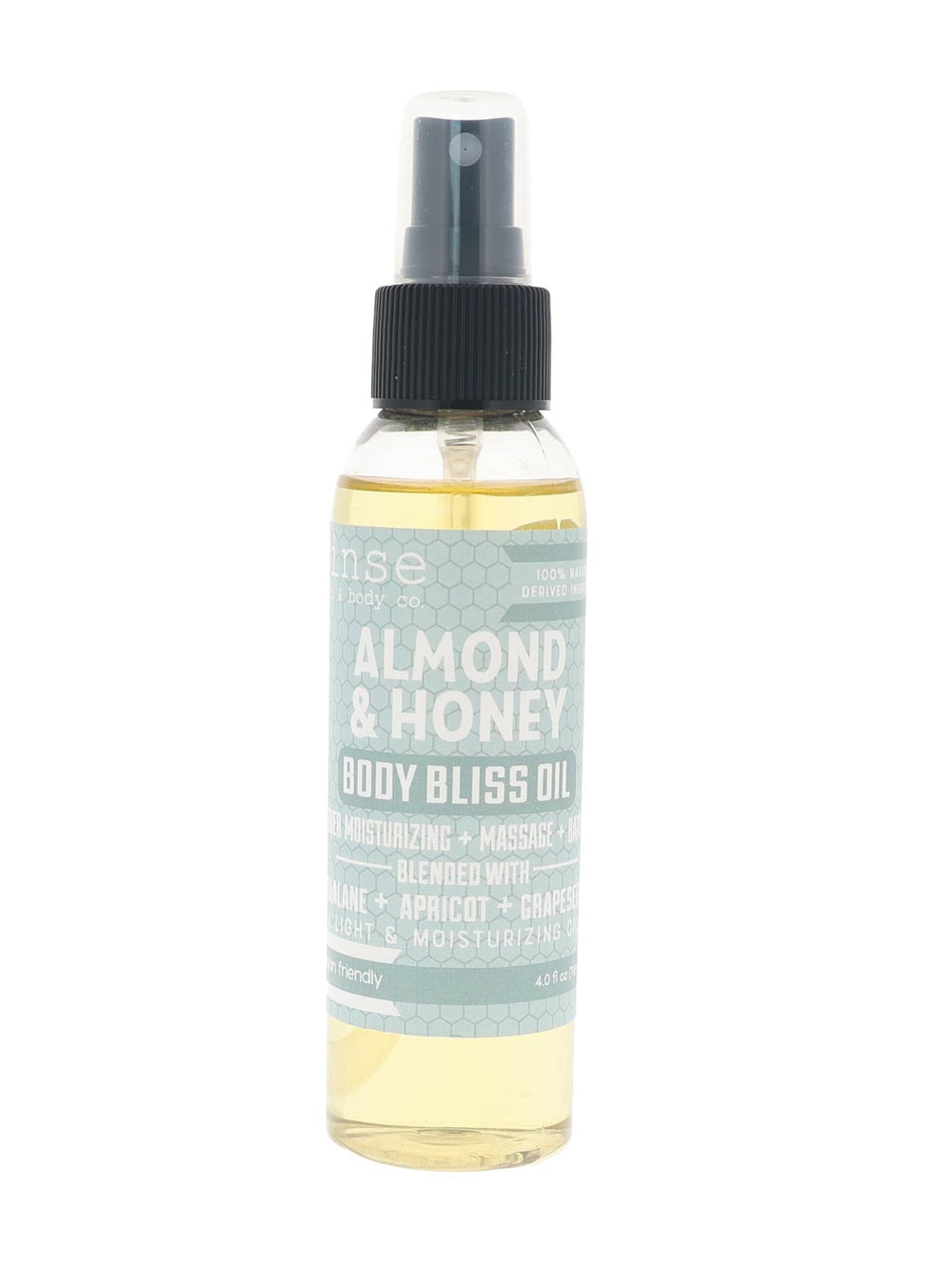 Almond & Honey Body Bliss Oil on white — natural handmade, Rinse Bath & Body Co.