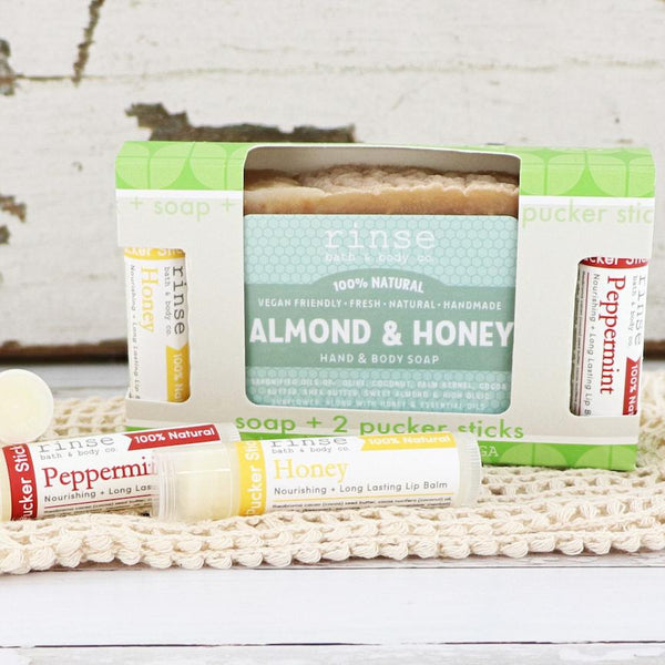 Almond & Honey Soap + Pucker Stick Box - Rinse Bath & Body