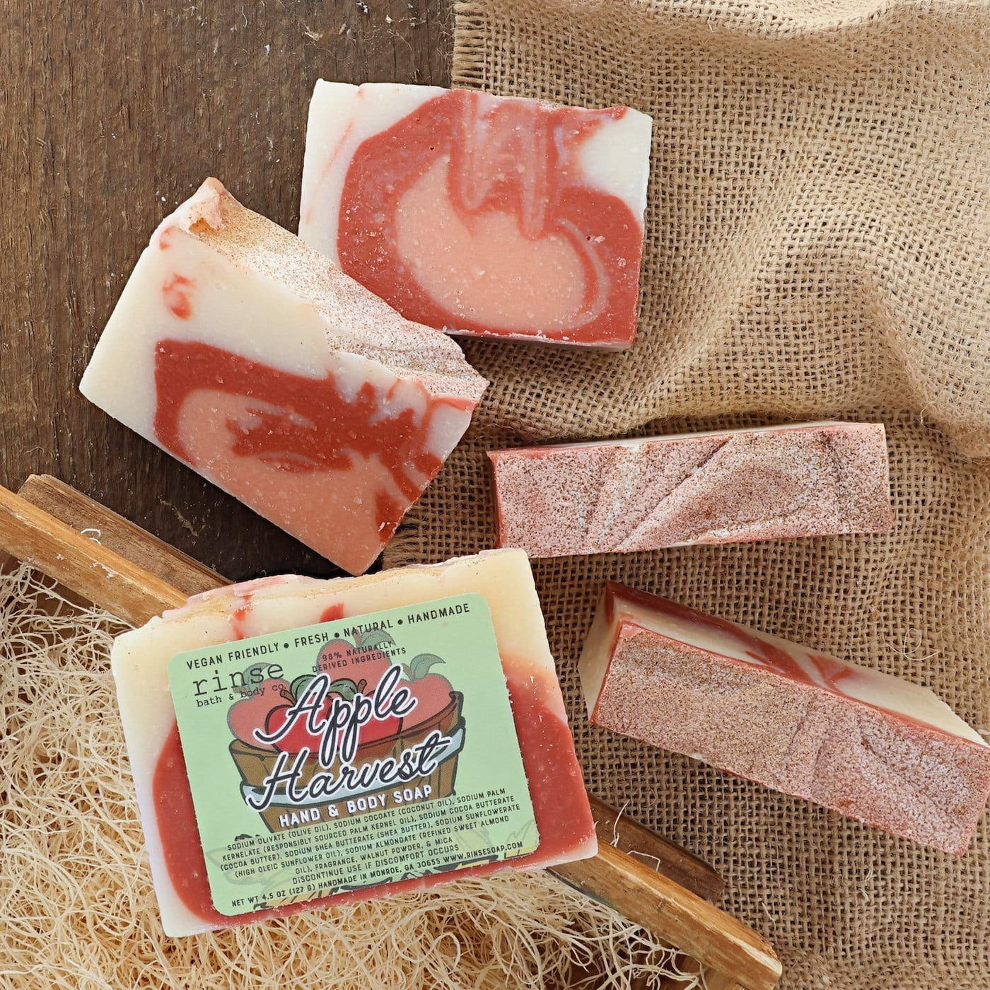 handmade natural bar soap in Apple Harvest by Rinse Bath & Body - alternate angle