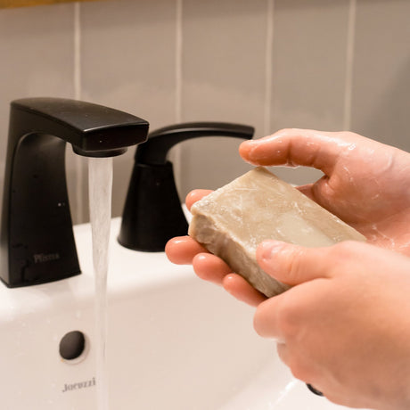 Beard Bar Facial handmade natural bar soap from Rinse - paraben-free since 2003 - lifestyle shot