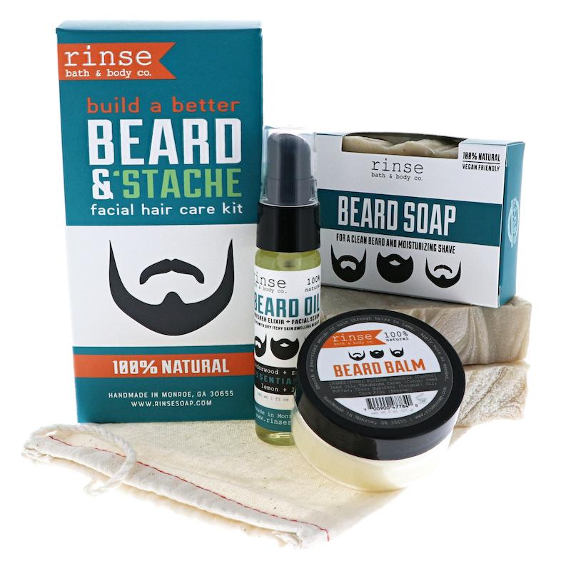 Rinse Complete Grooming Set natural beard grooming - softens facial hair