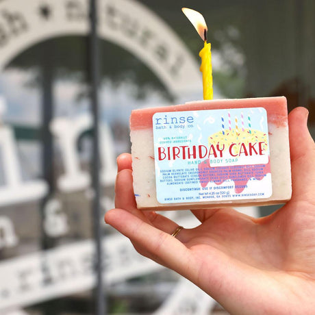 Rinse Birthday Cake handmade natural bar soap - moisturizing and gentle - alternate angle