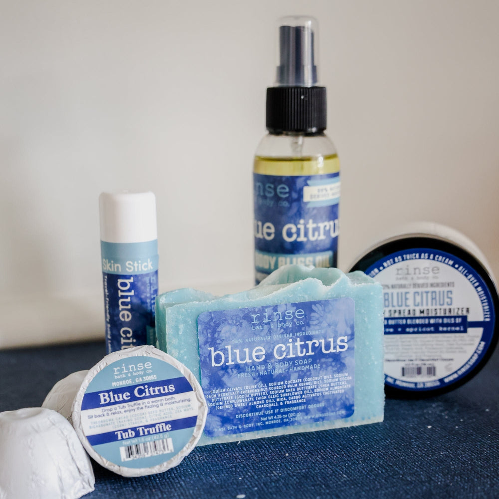 Blue Cirtus handmade natural bar soap from Rinse - paraben-free since 2003 - detail view