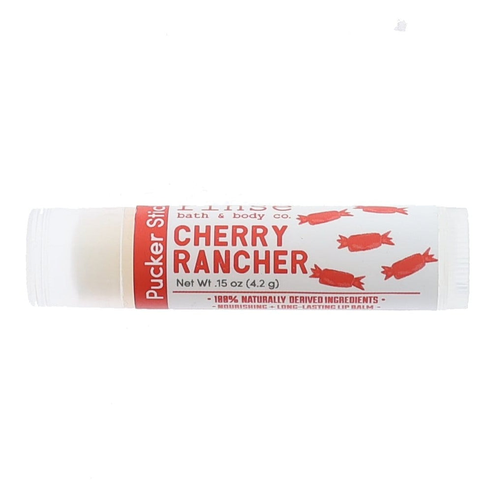 Cherry Rancher Lip Balm on white — natural handmade, Rinse Bath & Body Co.