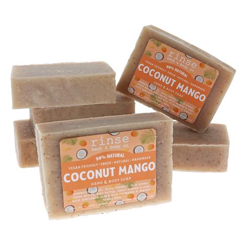 Coconut Mango Bar Soap on white — natural handmade, Rinse Bath & Body Co.